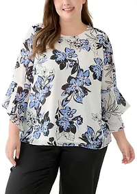 Plus Ruffle Sleeve Blouse