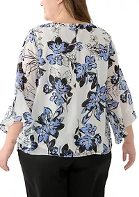 Plus Ruffle Sleeve Blouse