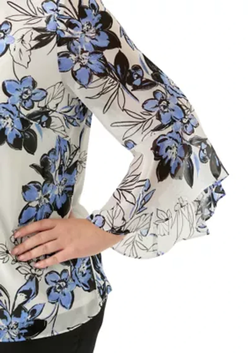 Plus Ruffle Sleeve Blouse