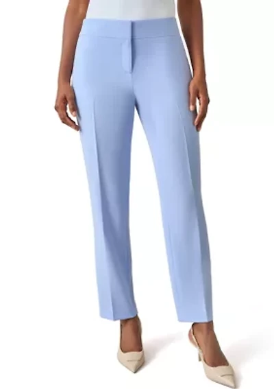 Petite Mid Rise Fly Front Slim Pants