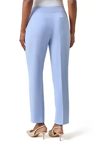Petite Mid Rise Fly Front Slim Pants