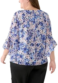 Plus Ruffle Sleeve Blouse
