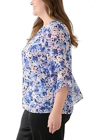 Plus Ruffle Sleeve Blouse