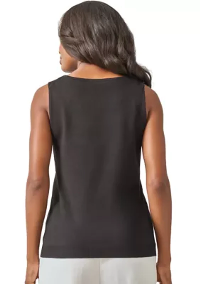 Women's Sleeveless Boat Neck Embroidered Blouse