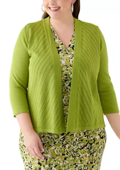 Plus Diagonal Stitch Short Cardigan