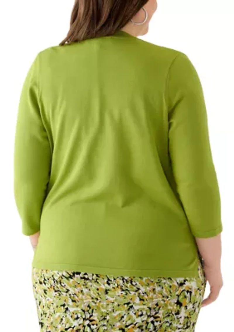 Plus Diagonal Stitch Short Cardigan