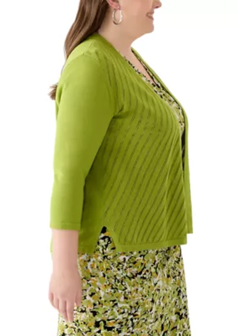 Plus Diagonal Stitch Short Cardigan