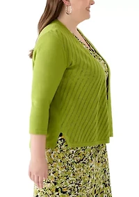 Plus Diagonal Stitch Short Cardigan