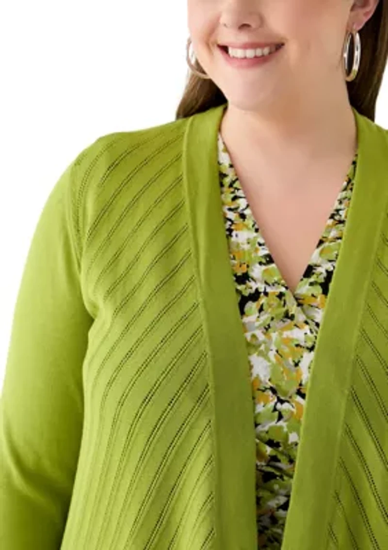 Plus Diagonal Stitch Short Cardigan