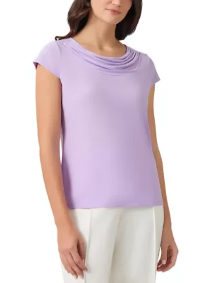 Women's Cap Sleeve Cowl Neck Top