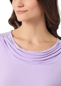 Women's Cap Sleeve Cowl Neck Top
