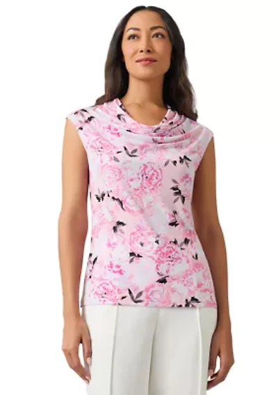 Petite Sleeveless Cowl Neck Top