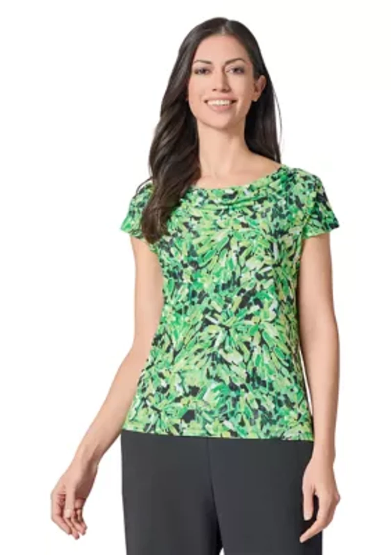 Women's Starburst Printed Cowl Neck Knit Top