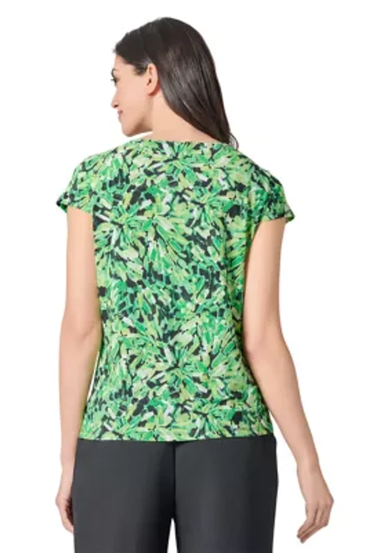 Women's Starburst Printed Cowl Neck Knit Top