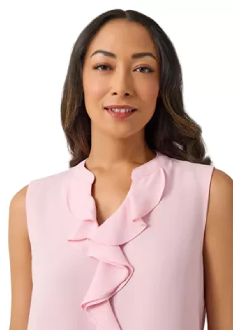 Women's Sleeveless Ruffle Front Blouse