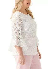 Plus Bell Sleeve Lace Blouse