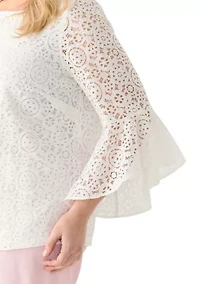 Plus Bell Sleeve Lace Blouse