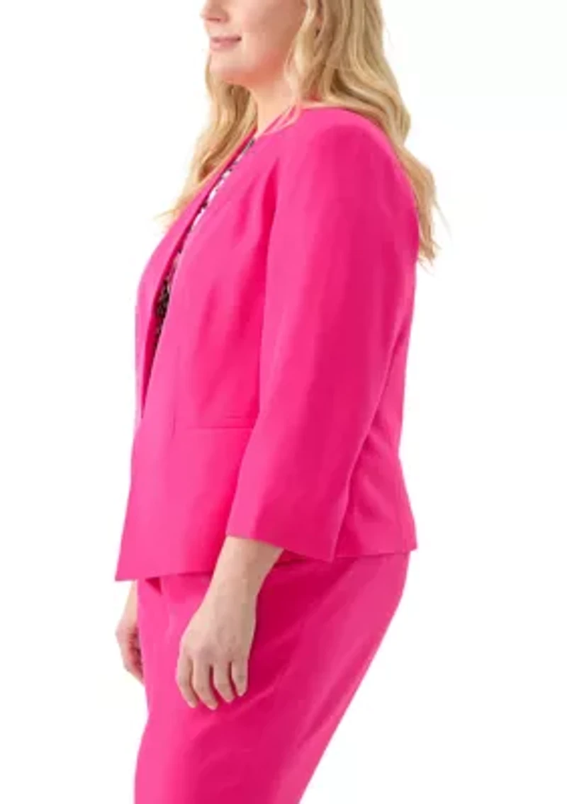 Plus Stretch Crepe Open Blazer Jacket