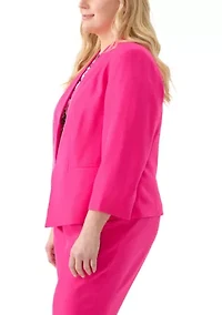Plus Stretch Crepe Open Blazer Jacket