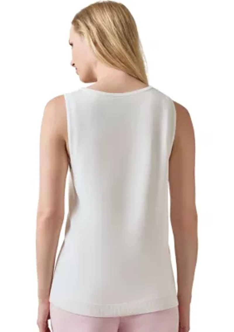 Women's Sleeveless Boat Neck Embroidered Top