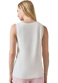 Women's Sleeveless Boat Neck Embroidered Top