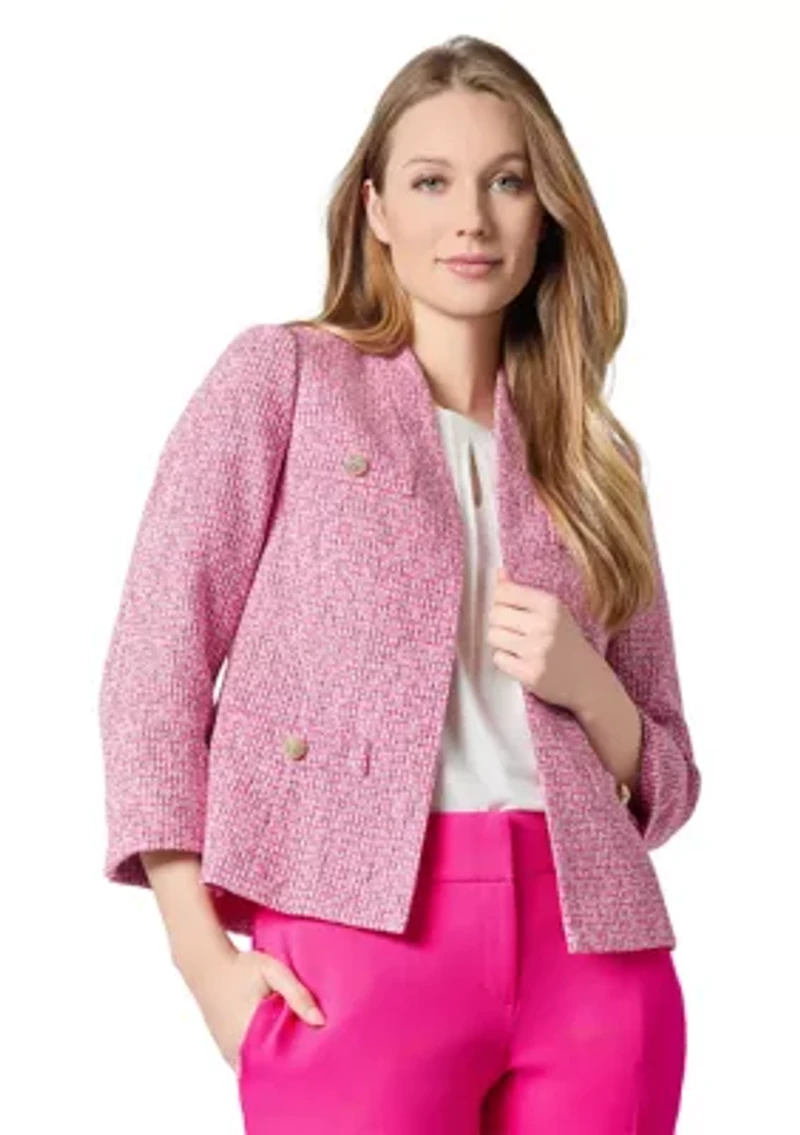 Women's Tweed Collarless Jacket