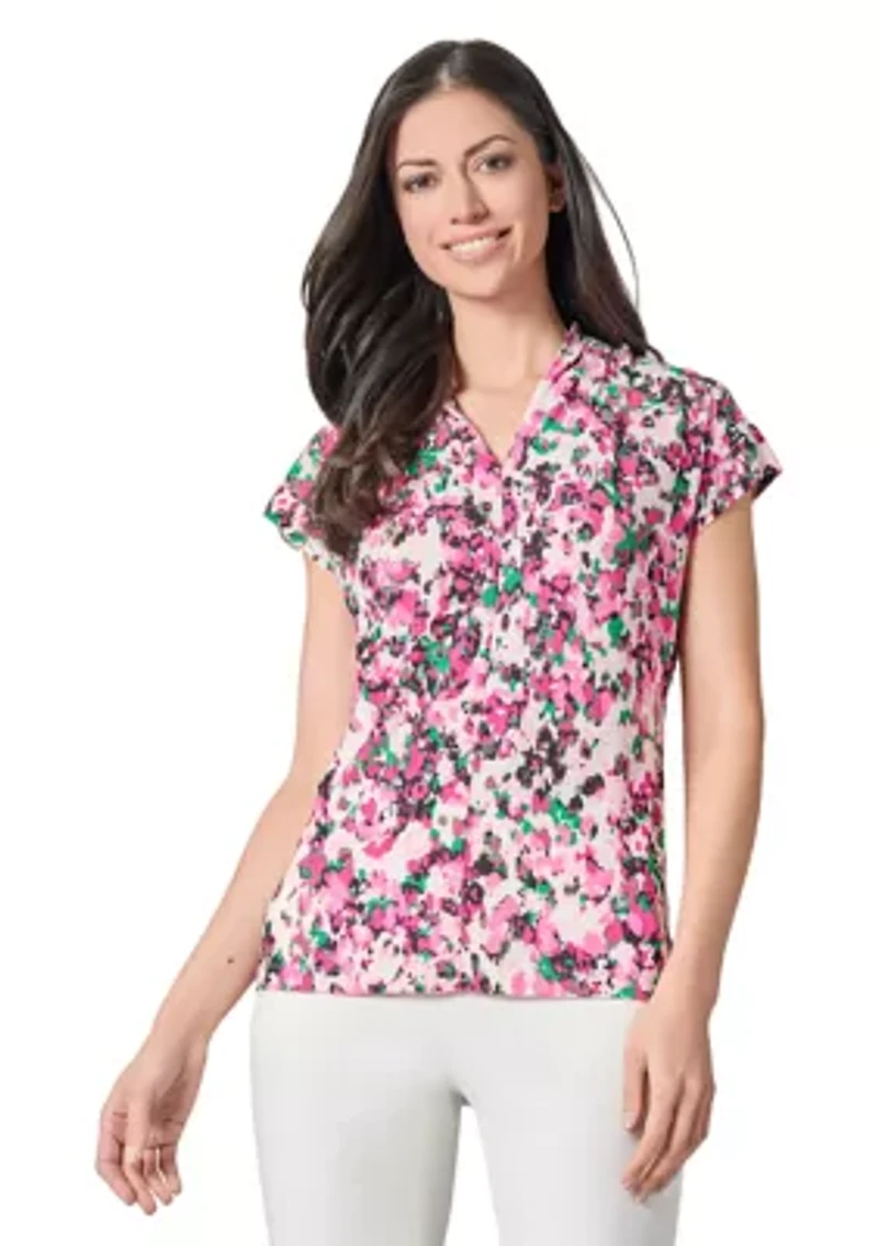 Women's Multi Printed V-Neck Knit Top