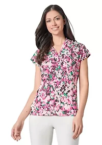 Petite Multi Printed V-Neck Knit Top