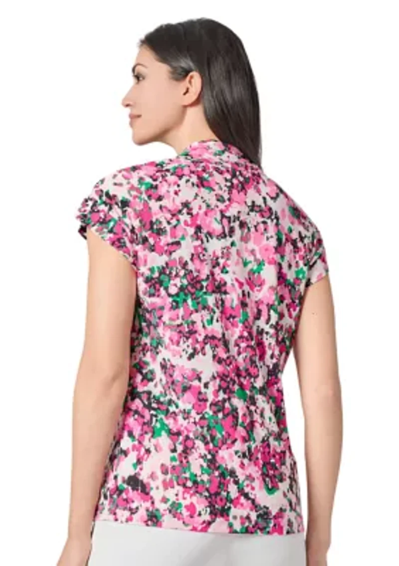 Petite Multi Printed V-Neck Knit Top