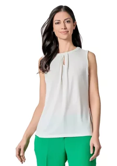 Women's Sleeveless Pleated Neck Knit Top