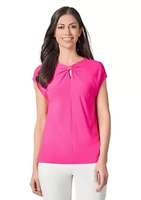 Petite Scrunch Neck Knit Top