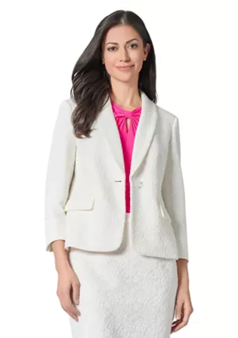 Women's Bonded Lace One Button Shawl Collar Suit Separate Jacket