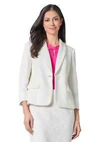 Women's Bonded Lace One Button Shawl Collar Suit Separate Jacket