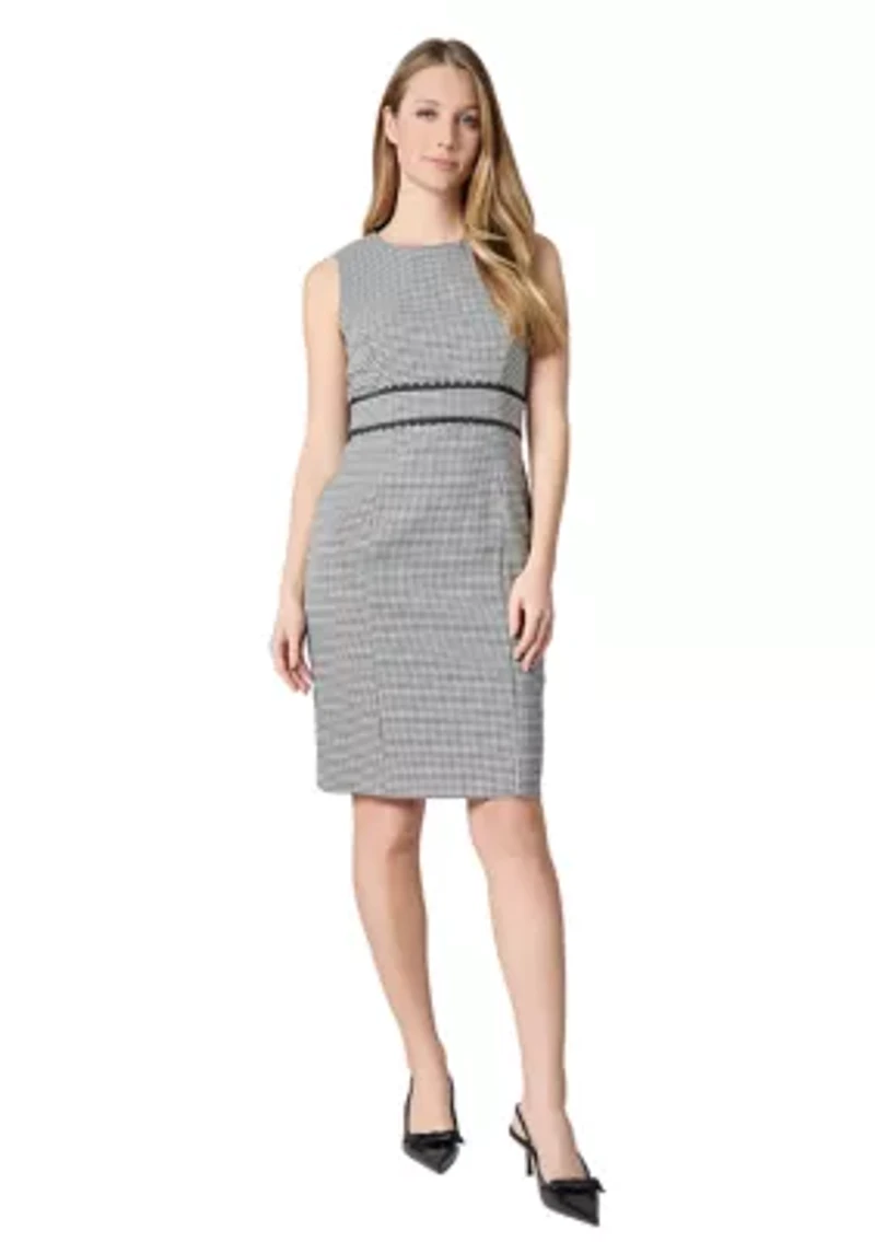 Petite Gingham Sheath Dress with Scallop Trim