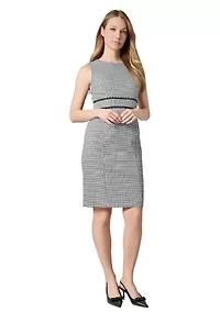Petite Gingham Sheath Dress with Scallop Trim