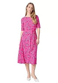 Petite Floral Printed Fit and Flare Dress