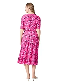 Petite Floral Printed Fit and Flare Dress