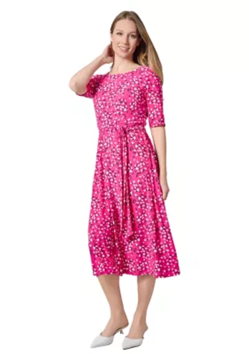 Petite Floral Printed Fit and Flare Dress