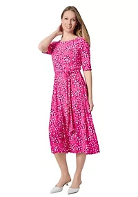 Petite Floral Printed Fit and Flare Dress