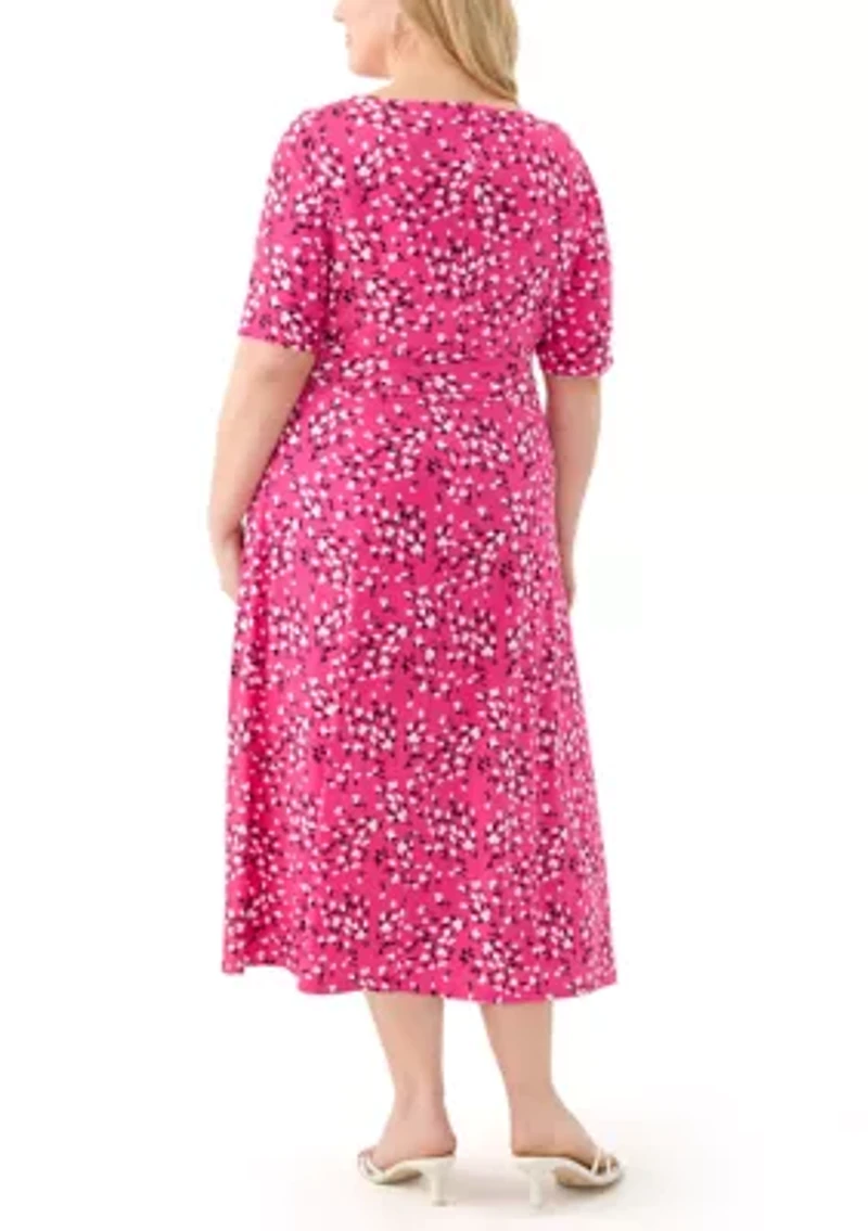 Plus Floral Print Fit and Flare Dress