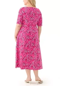 Plus Floral Print Fit and Flare Dress