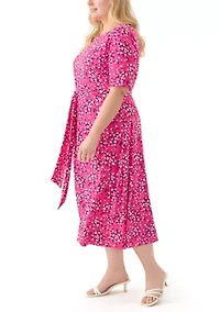 Plus Floral Print Fit and Flare Dress