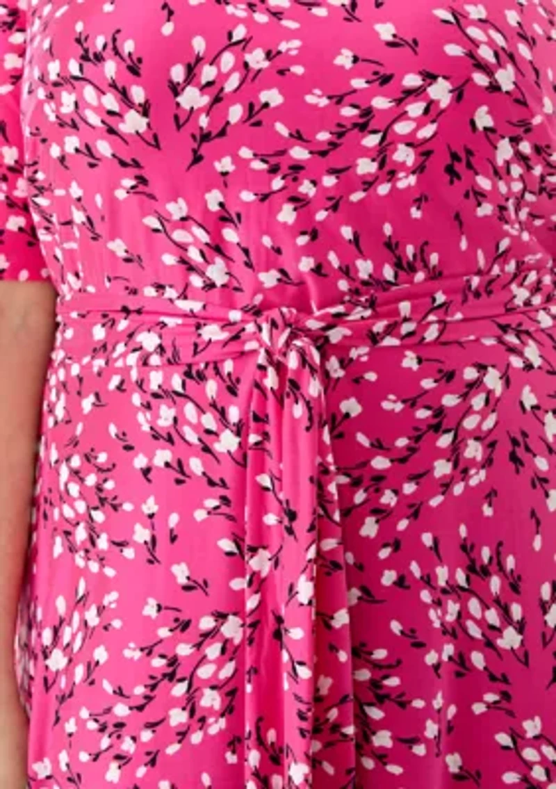 Plus Floral Print Fit and Flare Dress