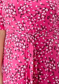 Plus Floral Print Fit and Flare Dress