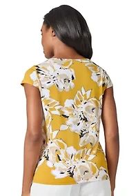 Women's Floral Print Cowl Neck Knit Top
