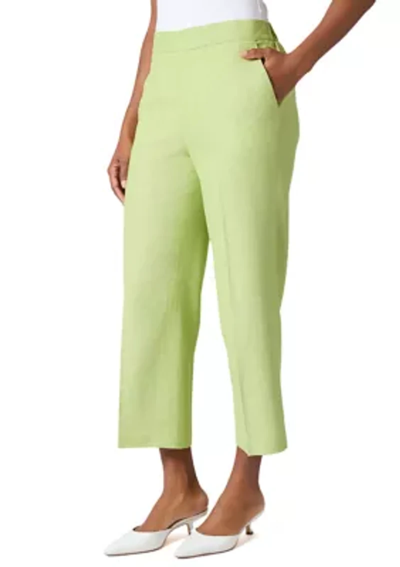 Cross Dye Linen Pull On Cropped Pants