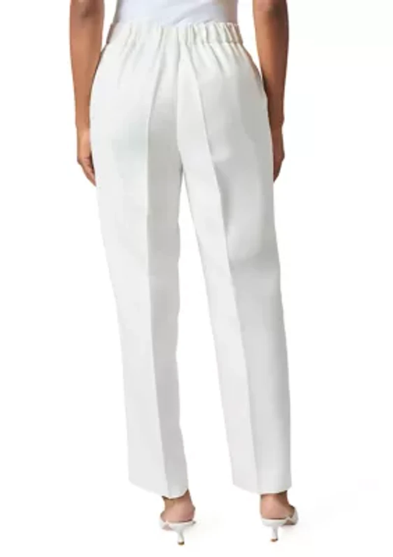 Women's Linen Pull On Belted Wide Leg Pants
