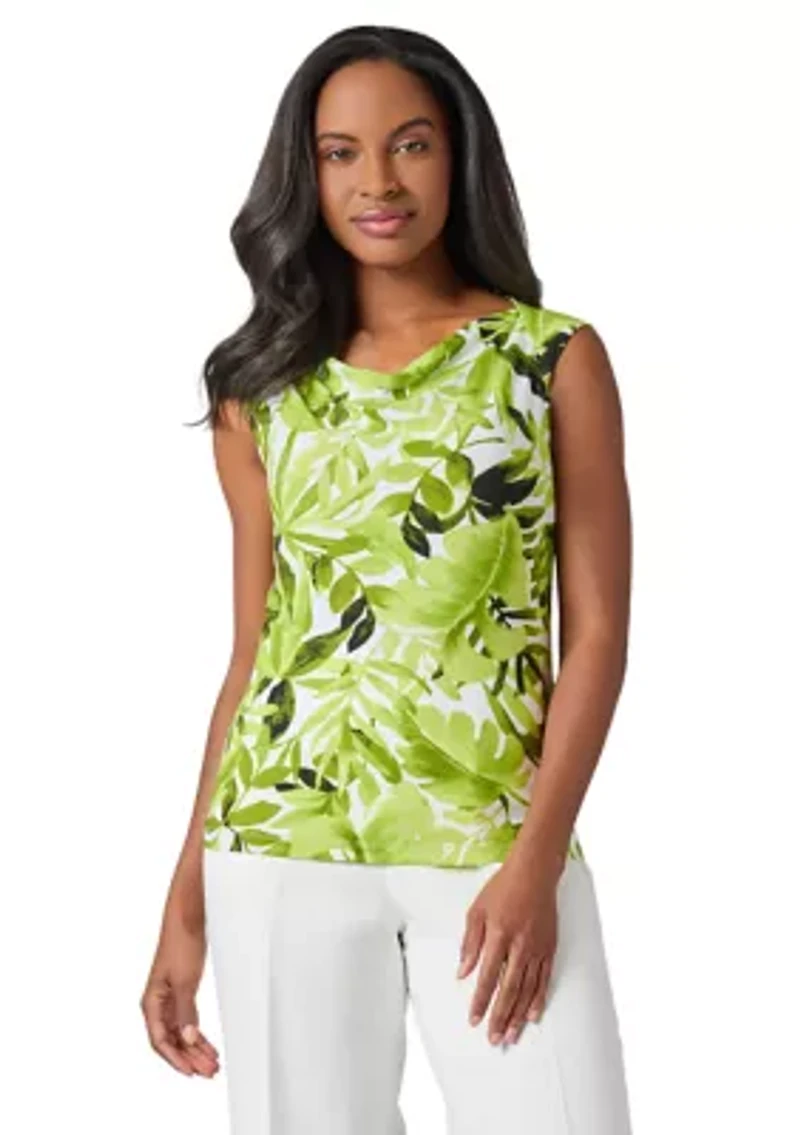 Women's Palm Print Sleeveless Knit Top