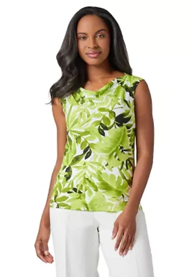 Women's Palm Print Sleeveless Knit Top