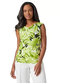 Women's Palm Print Sleeveless Knit Top